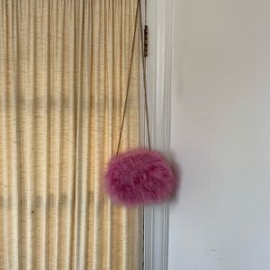 Pink feathered purse